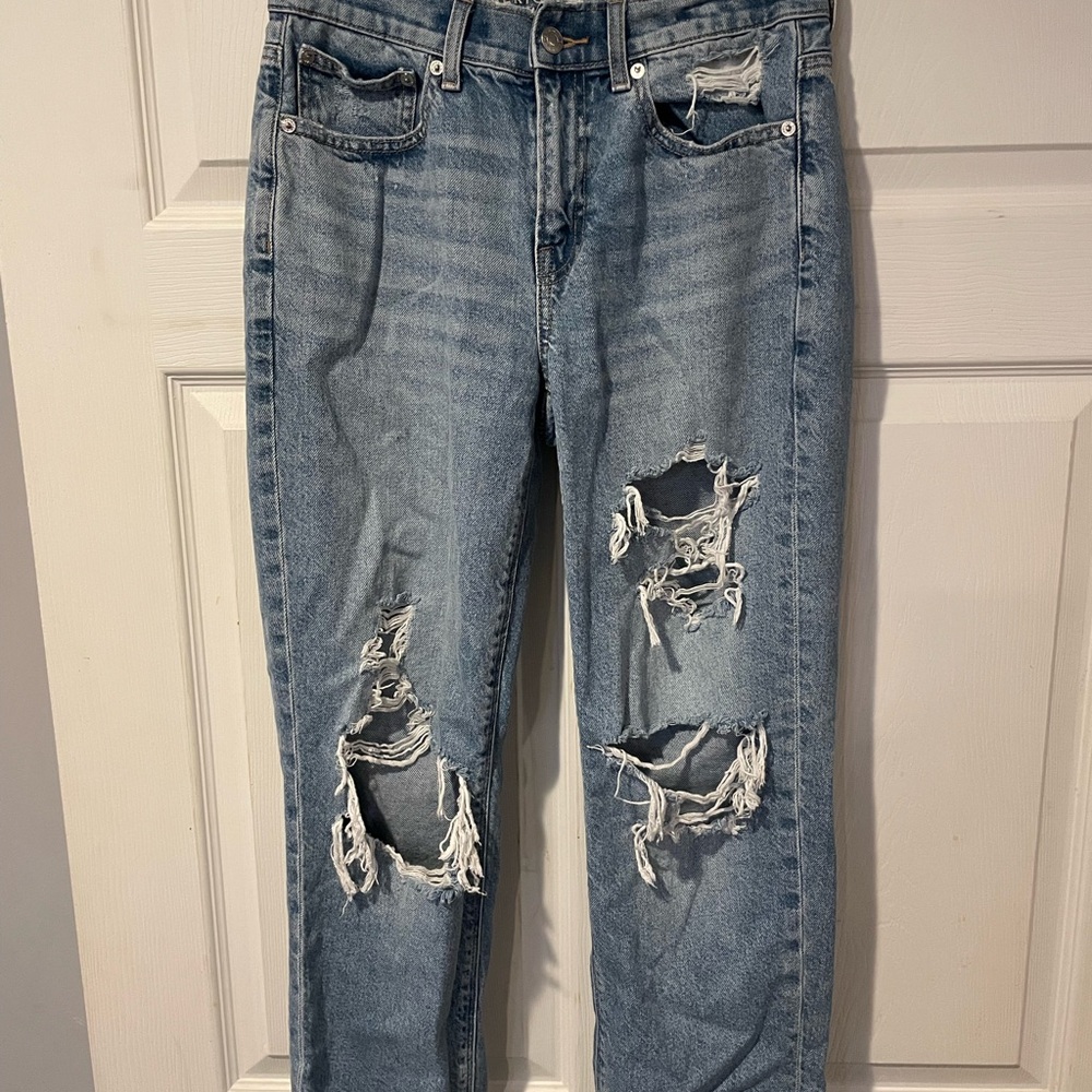 American Eagle Outfitters Blue Straight Leg Jeans Distressed Casual